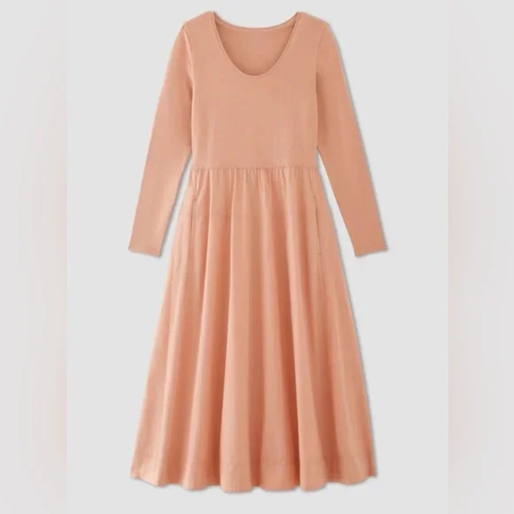 Everlane Riviera Long Sleeve Dress in Blush Pink Size L - Picture 2 of 15